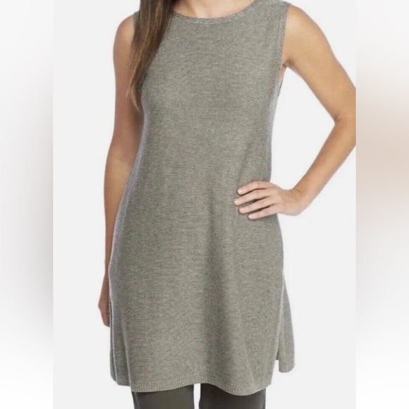 Eileen Fisher Tops - Eileen Fisher Petite Ash Grey Tunic Dress Tencel Merino Wool SZ *PP Minimalist